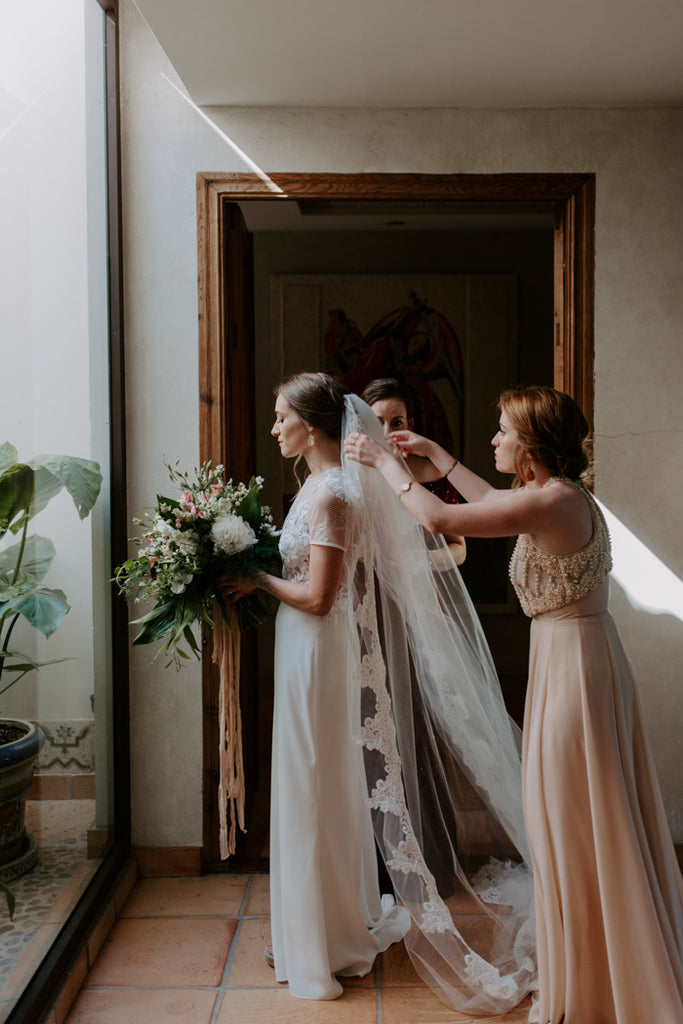 Elegant White Round Neck Short Sleeve Long Outdoor Wedding Dresses, TYP1561