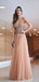 Spaghetti Strap Beaded Top Tulle Formal Long Evening Prom Dresses, TYP1396