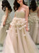 Elegant Sweetheart long Cheap Prom Dresses With Handmade Flowers, TYP1430