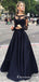 Black Two Piece Long Sleeve Prom Dresses, A-line Lace Two Piece Long Prom Dresses, Grad Dresses, Ball Gown Prom Dresses, TYP0067