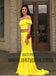 Two Piece Yellow Soft Satin Prom Dresses, Long Mermaid Cute Prom Dresses, TYP0582