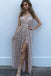 Sparkly Sexy V-neck Sequin Side Slit Long Cheap Prom Dresses, TYP1429