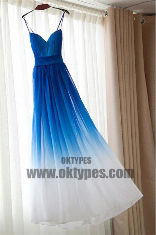 A line Bridesmaid Dresses, Royal Blue Prom Dresses, Long Bridesmaid Dresses With Pleated Sleeveless Straps, TYP0451