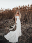 Ivory Mermaid Lace Rustic Off The Shoulder Beach Wedding Dresses, TYP1243