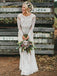 Long Sleeve Ivory Lace See Through Backless Boho Wedding Dresses, TYP1245