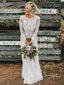 Long Sleeve Ivory Lace See Through Backless Boho Wedding Dresses, TYP1245