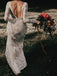 Long Sleeve Ivory Sheath Backless Lace Applique Country Wedding Dresses, TYP1241