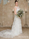 Sexy Backless Scoop Neckline Illusion Sweetheart Cap Sleeve A-line Lace Long Cheap Wedding Dresses, WDS0003