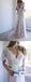 Short Sleeve V-Neck Sweep Train Lace Boho Wedding Dresses Online, TYP0996