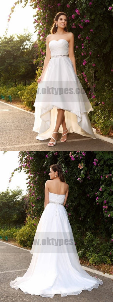 Simple Cheap Organza A-line High Low Wedding Dresses Online, TYP0797