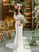 Off-The-Shoulder Ivory Lace Long Mermaid Cheap Wedding Dresses, Cute Wedding Dresses, TYP2065