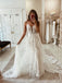 Spaghetti Strap Lace Appliqued Tulle A-line Long Cheap Wedding Dresses, WDS0063