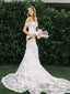 Off-The-Shoulder Lace Appliqued Tulle Long Cheap Wedding Dresses, WDS0073