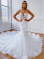 New Arrival Sapghetti Strap Lace appliqued Organza Mermaid Long Cheap Wedding Dresses, WDS0042