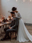 Long Sleeve Backless Chiffon A-line Long Cheap Wedding Dresses, WDS0056