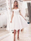 Cute A Line Off Shoulder Short White Off Shoulder White Homecoming Dresses, TYP1966