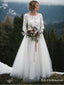 Charming Tulle Long Sleeves Top Lace Bridal Gowns Wedding Dresses, TYP1941