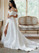 Elegant Off Shoulder Satin Long Cheap Ball Gown Wedding Dresses, TYP1984