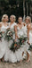 Mismatched Off-white Satin Long Cheap Wedding Party Bridesmaid Dresses, BDS0010