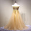 Applique A-line White Tulle Prom Dresses, Light Long Sleeveless Zipper Prom Dresses, TYP0413